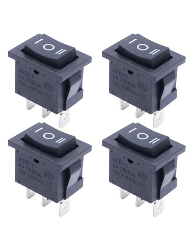 Interruptor Rocker Momentáneo Cuadrado TWTADE KCD1-2-123 6A 250V