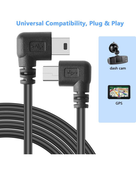 Cable de Alimentación Mini USB PASOW 4.88 m 90 Grados Izquierdo Cable de Alimentación Mini USB PASOW 4.88 m 90 Grados Izquierdo