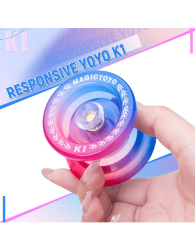 Yoyo Responsivo K1 SHUNGRU Azul Rosa con 12 Cuerdas y Accesorios