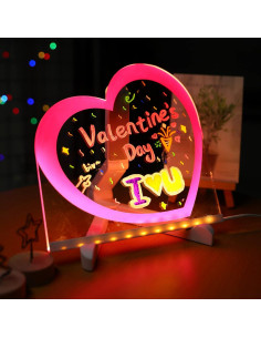Tablero de Borrado en Seco Acrílico ENUOLI LED Corazón Rosa 20cm 2