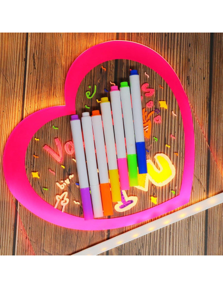 Tablero de Borrado en Seco Acrílico ENUOLI LED Corazón Rosa 20cm Tablero de Borrado en Seco Acrílico ENUOLI LED Corazón Rosa 20cm