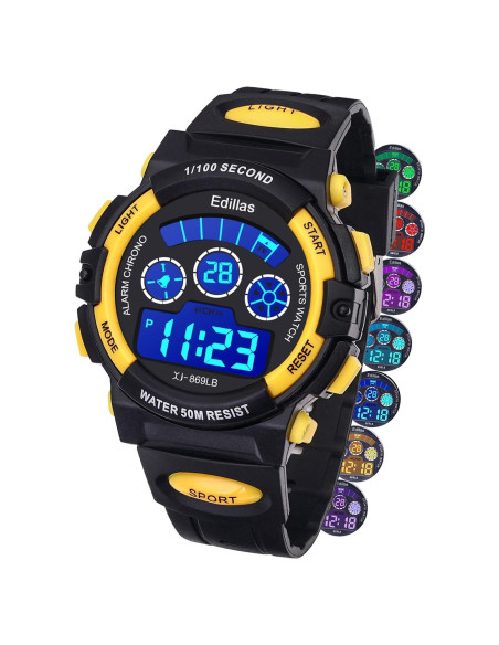 Reloj Digital Infantil Yadelai 869LB 50M Impermeable LED 7 Colores Reloj Digital Infantil Yadelai 869LB 50M Impermeable LED 7 Colores