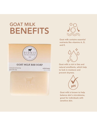 Jabón de Barra de Leche de Cabra Dionis Set de 3 Piezas Hidratante