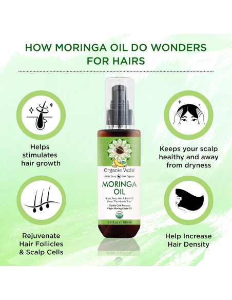 Aceite de Moringa Virgen 100% Puro Organic Veda 100 ml Aceite de Moringa Virgen 100% Puro Organic Veda 100 ml