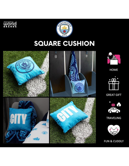 Cojín Cuadrado Manchester City FC 40x40 cm Algodón Azul Cojín Cuadrado Manchester City FC 40x40 cm Algodón Azul