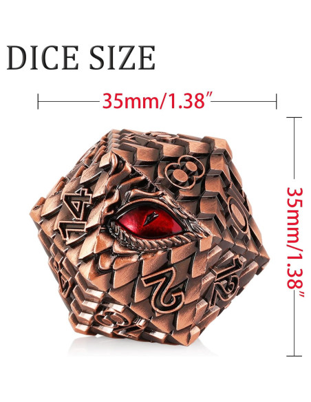 Juego de Dados D20 D&D de Metal Handan - Escamas de Dragón 35mm Juego de Dados D20 D&D de Metal Handan - Escamas de Dragón 35mm