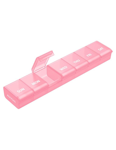 Organizador Semanal de Pastillas AUVON Rosa 7 Días Sin BPA