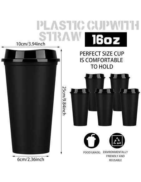 Paquete de 15 Tazas de Café Reutilizables Domensi 473 ml Negro Paquete de 15 Tazas de Café Reutilizables Domensi 473 ml Negro