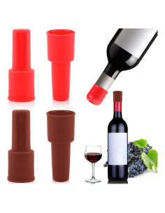 Tapones de Silicona para Vino Vodolo 4pcs Reutilizables