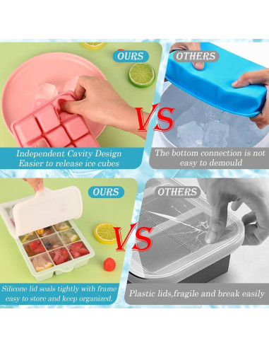 Bandeja de Hielo de Silicona HUAKENER 2 Pack Mediana