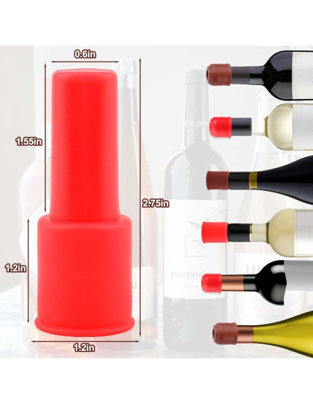 Tapones de Silicona para Vino Vodolo 4pcs Reutilizables Tapones de Silicona para Vino Vodolo 4pcs Reutilizables