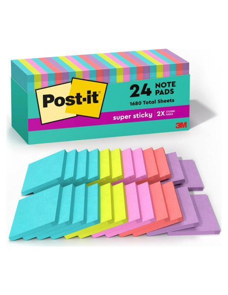 Notas Post-it Súper Adhesivas Neones Supernova 24 Blocs 7.6 cm Notas Post-it Súper Adhesivas Neones Supernova 24 Blocs 7.6 cm