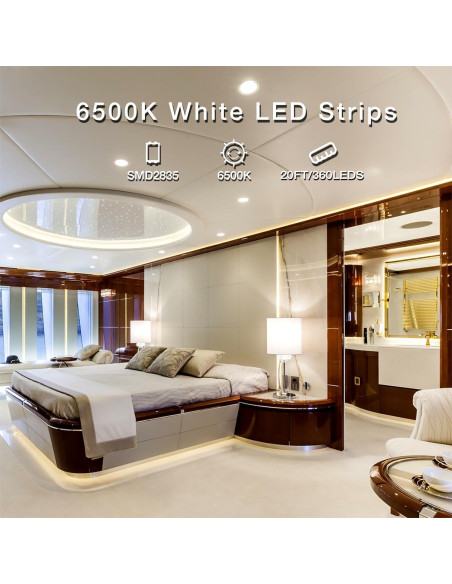 Tira de LED Blanca DAYBETTER 6.1 m 360 LEDs 6500K Regulable Tira de LED Blanca DAYBETTER 6.1 m 360 LEDs 6500K Regulable
