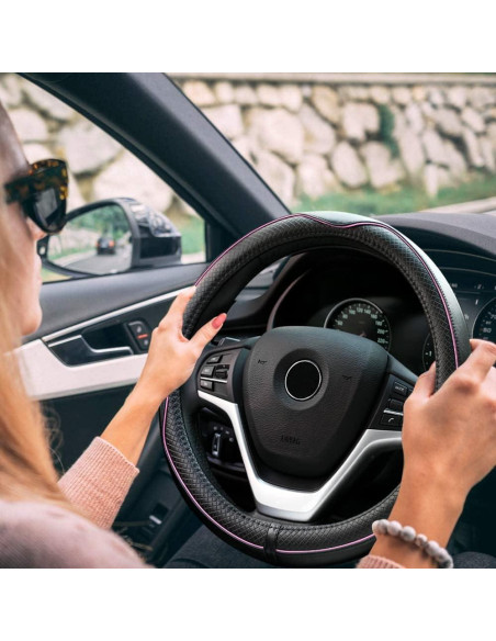 Cubierta de Volante Universal Rueesh 38 cm Antideslizante Rosa Cubierta de Volante Universal Rueesh 38 cm Antideslizante Rosa