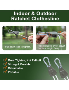 Cuerda de Ropa Retráctil Vigorport 5.8M para Camping y Hogar 2
