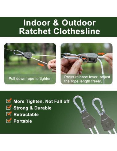 Cuerda de Ropa Retráctil Vigorport 5.8M para Camping y Hogar