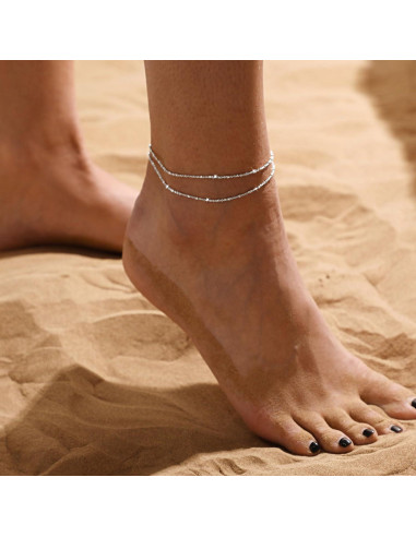 Tobilleras de Plata Esterlina LEXODY Ajustables para Mujeres
