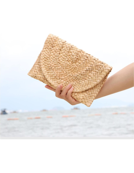 Bolso de mano de paja Freie Liebe 27x16 cm Beige Bolso de mano de paja Freie Liebe 27x16 cm Beige