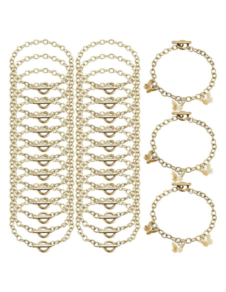 Cadenas de Pulsera Hicarer 24 Piezas Oro Acero Inoxidable Cadenas de Pulsera Hicarer 24 Piezas Oro Acero Inoxidable