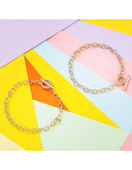 Cadenas de Pulsera Hicarer 24 Piezas Oro Acero Inoxidable Cadenas de Pulsera Hicarer 24 Piezas Oro Acero Inoxidable