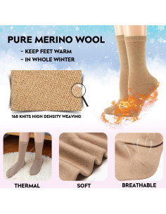 Calcetines de lana merino LIXIA para mujer - 3 pares negros 2