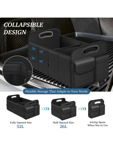 Organizador de Maletero HABOPET Plegable Impermeable 52L Negro