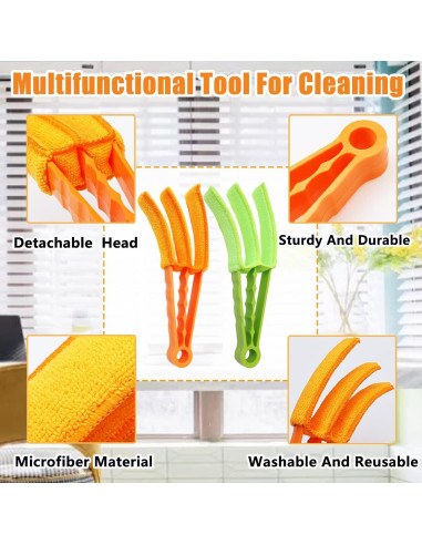 Limpiador de Persianas BAIDOON 2 Piezas con 10 Mangas Microfibra