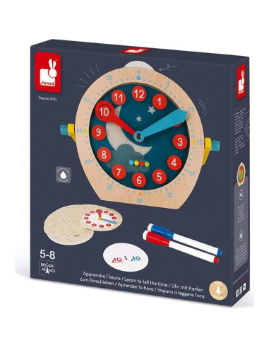 Reloj Educativo de Madera Janod Aprende a Decir la Hora 5+