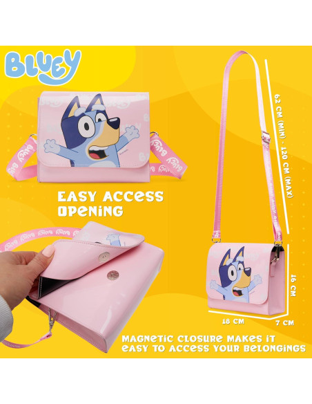 Bolso de mano Bluey para niñas - Strap ajustable 17.8x16x7.1 cm Bolso de mano Bluey para niñas - Strap ajustable 17.8x16x7.1 cm