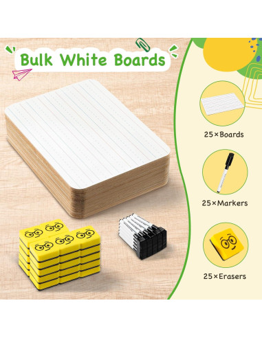 Ohuhu 25 Pizarras Blancas Dobles 22.86x30.48 cm con Marcadores