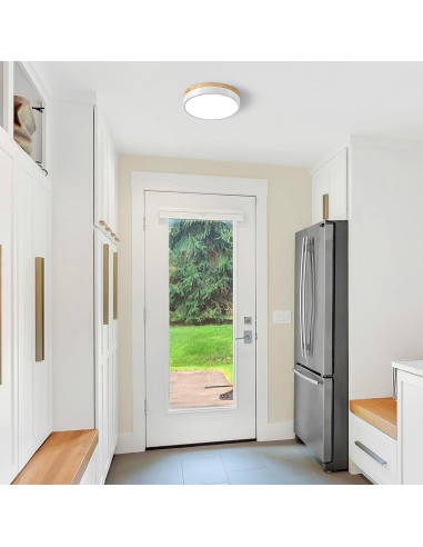 Luz de Techo LED Regulable YURNYQ 30cm Blanca Madera 5CCT