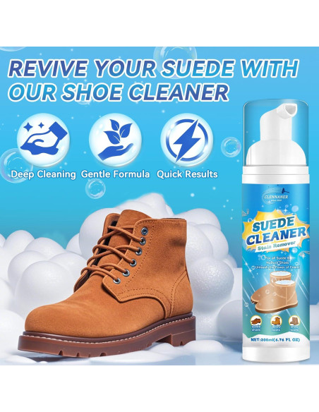 Limpiador de Zapatos Clennaner 200ml con Cepillo y Toalla Limpiador de Zapatos Clennaner 200ml con Cepillo y Toalla