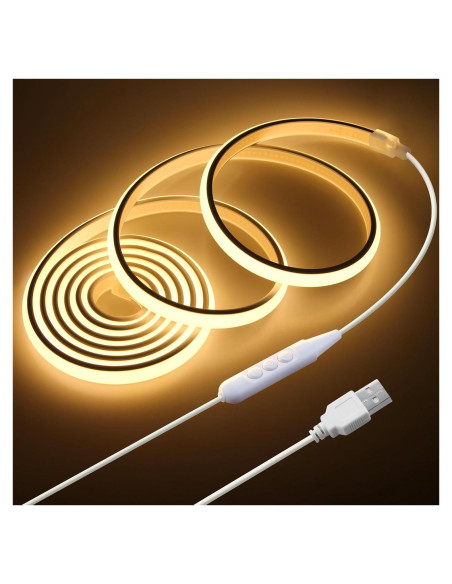 Cinta LED COB 2M Blanca Cálida USB Samsion 320 LEDs/M Cinta LED COB 2M Blanca Cálida USB Samsion 320 LEDs/M