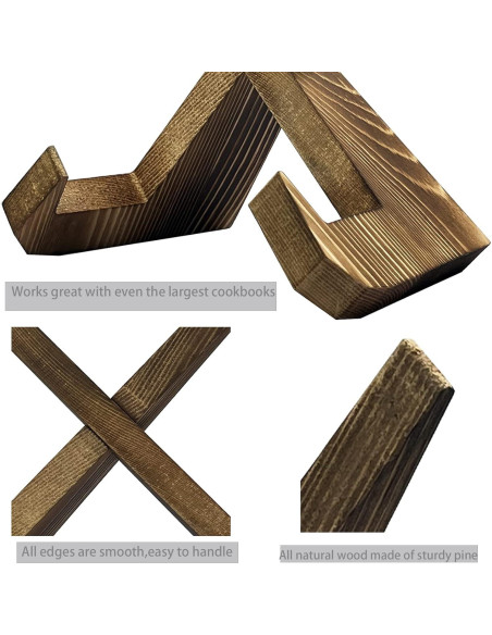 Soporte de Recetario de Madera Azheeuiy - Manos Libres, Marrón Soporte de Recetario de Madera Azheeuiy - Manos Libres, Marrón