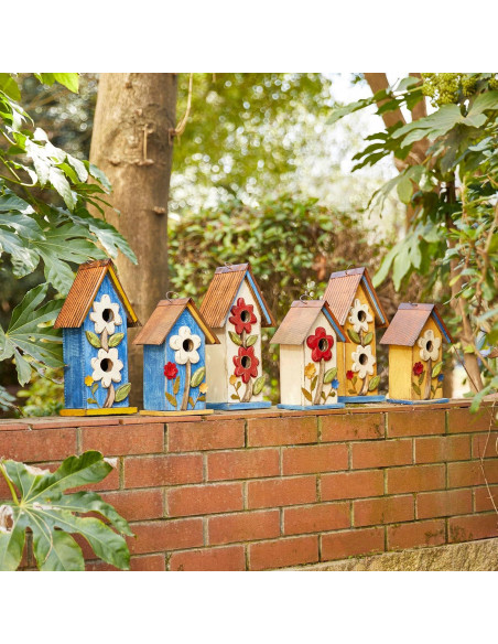Casa de Pájaros Colgante Glitzhome 26 cm Madera Deteriorada Amarilla Casa de Pájaros Colgante Glitzhome 26 cm Madera Deteriorada Amarilla