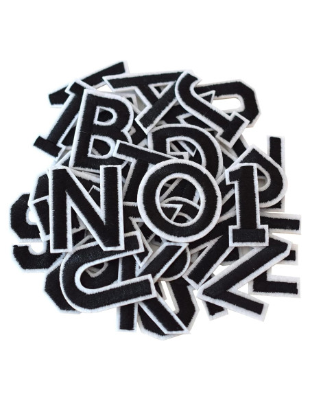 Parches Bordados Letras y Números GUYI 72 Piezas Negro Parches Bordados Letras y Números GUYI 72 Piezas Negro
