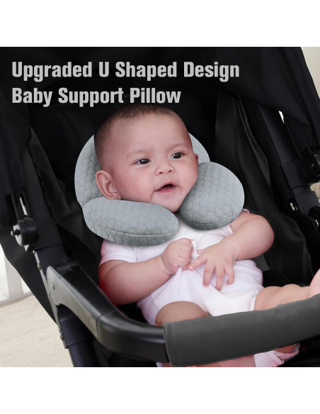 Almohada de Viaje para Bebés KAKIBLIN Gris Soporte Cuello Almohada de Viaje para Bebés KAKIBLIN Gris Soporte Cuello