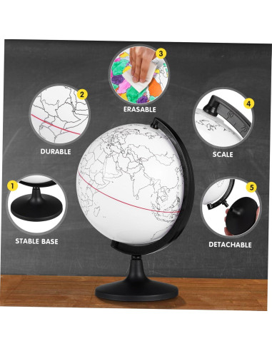 Globo Terráqueo DIY Toyvian en Blanco con Soporte 22cm