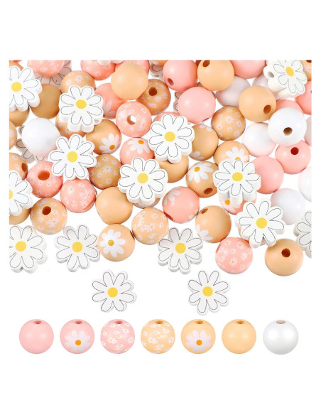 Buryeah 200 Pcs Perlas de Madera Coloridas para Manualidades Buryeah 200 Pcs Perlas de Madera Coloridas para Manualidades