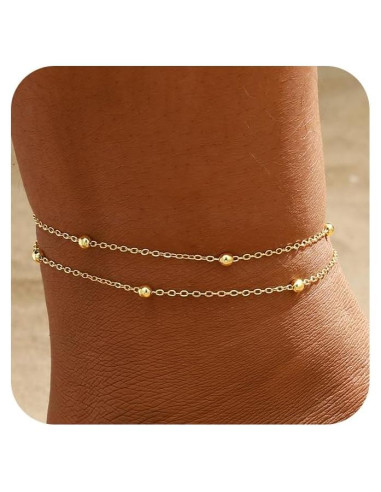 Tobilleras de Oro para Mujeres GOSFRY 21.1 cm Impermeables