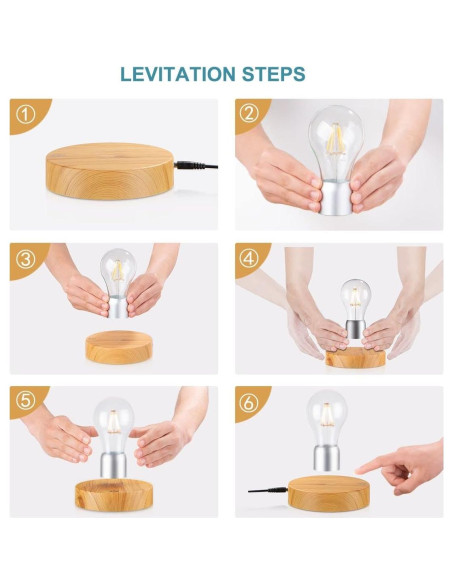Lámpara de Escritorio LED Flotante Magnética VGAzer - Base de Madera Lámpara de Escritorio LED Flotante Magnética VGAzer - Base de Madera