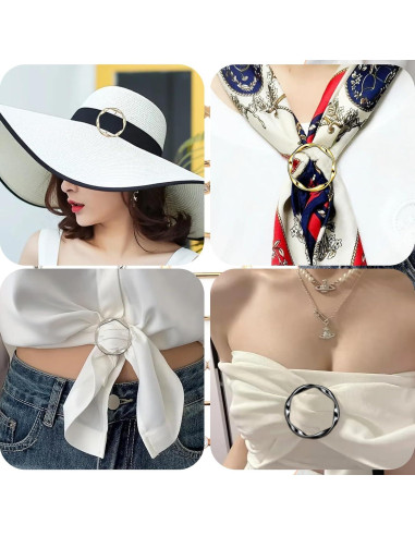 Juego de 6 Clips de Anillo para Bufandas y Camisas - Elegantes