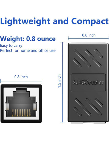 Acoplador RJ45 Jadaol Femenino a Femenino 1000Mbps Negro