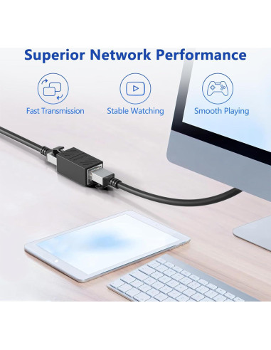 Acoplador RJ45 Jadaol Femenino a Femenino 1000Mbps Negro