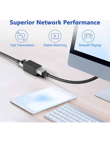 Acoplador RJ45 Jadaol Femenino a Femenino 1000Mbps Negro Acoplador RJ45 Jadaol Femenino a Femenino 1000Mbps Negro