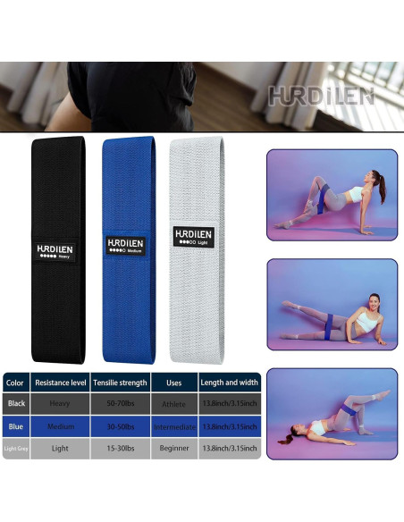 Set de Bandas de Resistencia Hurdilen - 3 Niveles para Fitness Set de Bandas de Resistencia Hurdilen - 3 Niveles para Fitness