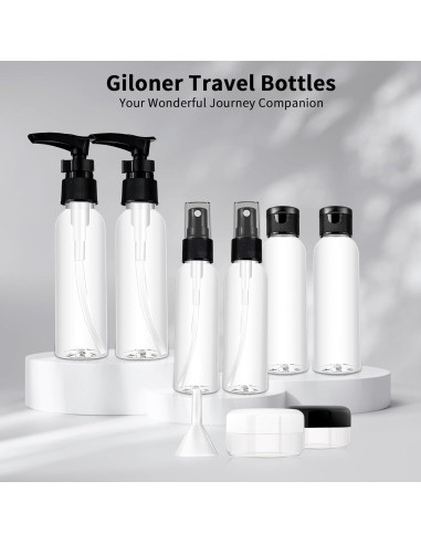 Set de 13 Botellas de Viaje Giloner a Prueba de Fugas 60ml