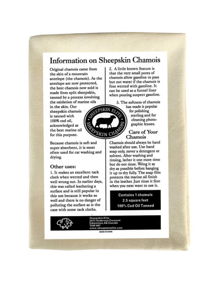 Toalla Chamois Natural SHEEPSKIN ELITE 40x60 cm Absorbente Toalla Chamois Natural SHEEPSKIN ELITE 40x60 cm Absorbente