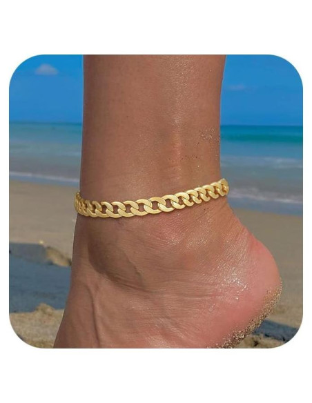 Pulsera de Tobillo de Oro 14K Funsanny Hipoalergénica Impermeable Pulsera de Tobillo de Oro 14K Funsanny Hipoalergénica Impermeable