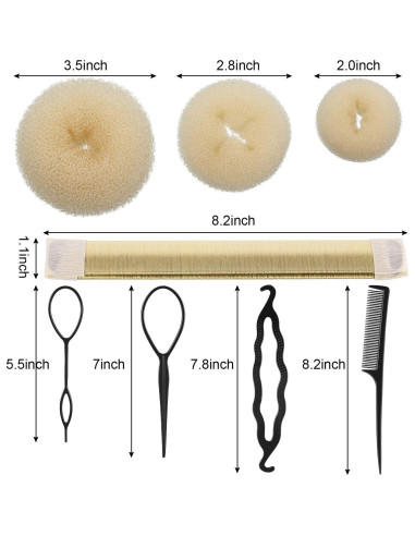 Kit de Hacer Moños para Cabello WILLBOND - 12 Piezas Beige